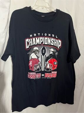 Black National Championship Graphic Tee with Crimson Tide vs Bulldogs Artwork
